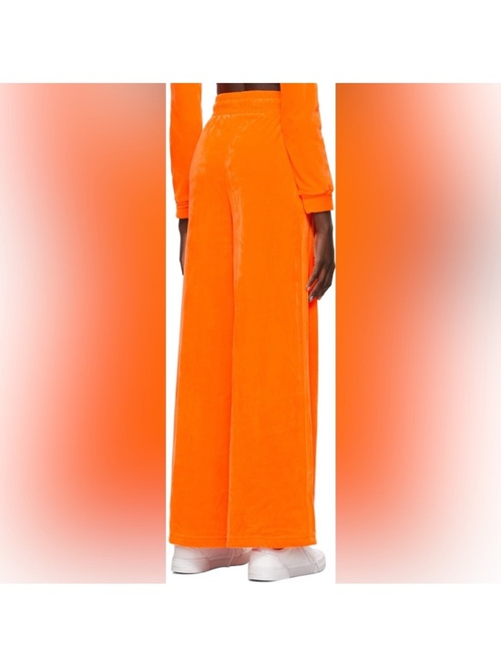 Adidas X Jeremy Scott Orange Soft Velour Wide Leg Long Track Pants Medium - Picture 3 of 10